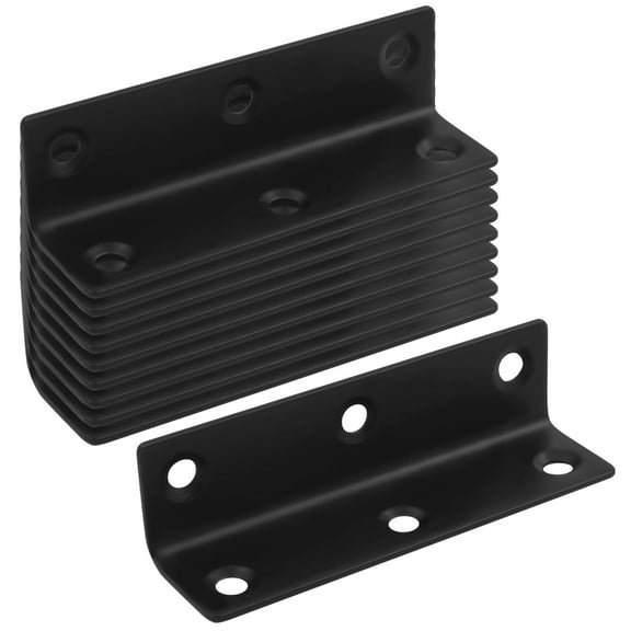 10 Pcs Stainless Steel Corner Brackets, 90 Degree L Brackets for Wood, Heavy Duty Black Metal L Brackets for Raised Garden Bed