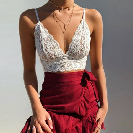 Pavied Minimizer Bras Feelingirl Bra Wireless Bras Ladies New Camisole Lace Small Vest See Through Large Size Underwear Soft And Skin Friendly Comfortable Seamless Bras Womens Bras White L