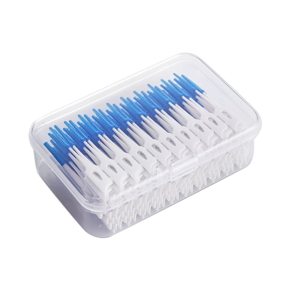 Green Silicone Interdental Brushes with Floss, 200 Pieces per Box, Dental Picks for Oral Cleaning, Oral Hygiene Tools