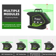 Huepar 360 Degree Self-Leveling Laser Level Green Beam Cross Line Laser Level Tool with 2 Plumb Dots