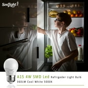 Refrigerator Light Bulb LED - SMD A15 4W 40Watt Equivalent-E26 Base – 4W Led Appliance Bulb-2 Pack