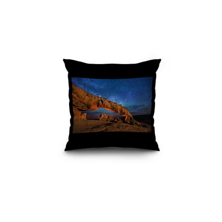 Grand Staircase Escalante National Monument, Utah - Arch under Milky Way - Lantern Press Photography (16x16 Spun Polyester Pillow, Black (Best Way To See Grand Staircase Escalante)