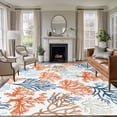 thumbnail image 2 of Summer Ocean Large Area Rugs 8x10 ft Orange Teal Blue Coral Coastal Nautical Washable Rug Non Slip Indoor Carpet Absorbent Floor Mat for Living Room Bedroom Dining Room, 2 of 9