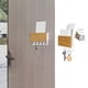 thumbnail image 1 of 1 pieza, placa de bambú blanca, gancho de pared para llaves, porta cartas y llaves, organizador, montado en la pared, con 5 ganchos para llaves, para el hogar y la oficina., 1 of 5