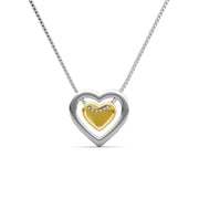 Cate & Chloe Susan 18k White Gold Plated Women's Necklace with Yellow Gold Heart, Swarovski Crystals