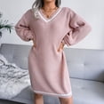 thumbnail image 2 of Vedolay Women's Tops Oversized Sweaters for Women Crewneck Long Sleeve Knit Warm Pullover Sweater,Pink S, 2 of 4