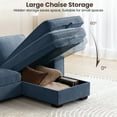 thumbnail image 3 of INGALIK 100" Sectional Sofa with Storage Chaise, Oversized L-Shaped Couch, Large Modern Chenille Sofa 3 Seat with Removable Cushion Covers USB Type-C Ports for Living Room (Blue), 3 of 12