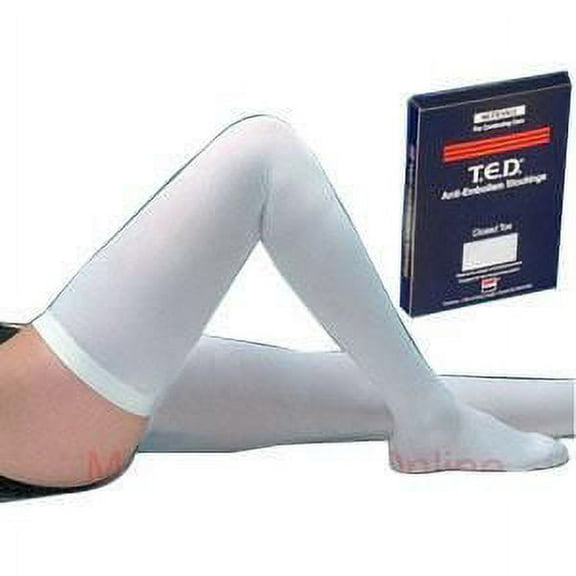T.E.D. Anti-Embolism Stockings Thigh-Length, Continuing Care, Latex-Free, Small Regular, White, 1 Pair