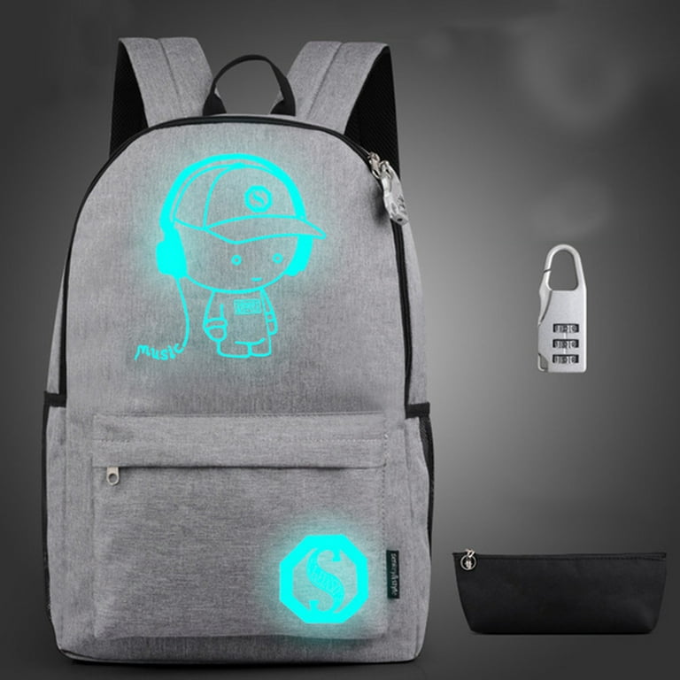 Spogood Non-USB Charge Luminous Backpack Cool Boys School Backpack Shoulder  Bag Laptop Back Pack Music Boy Cartoon Backpack for School Sdudents Teens  Boy Girl, Black/Gray - Walmart.com
