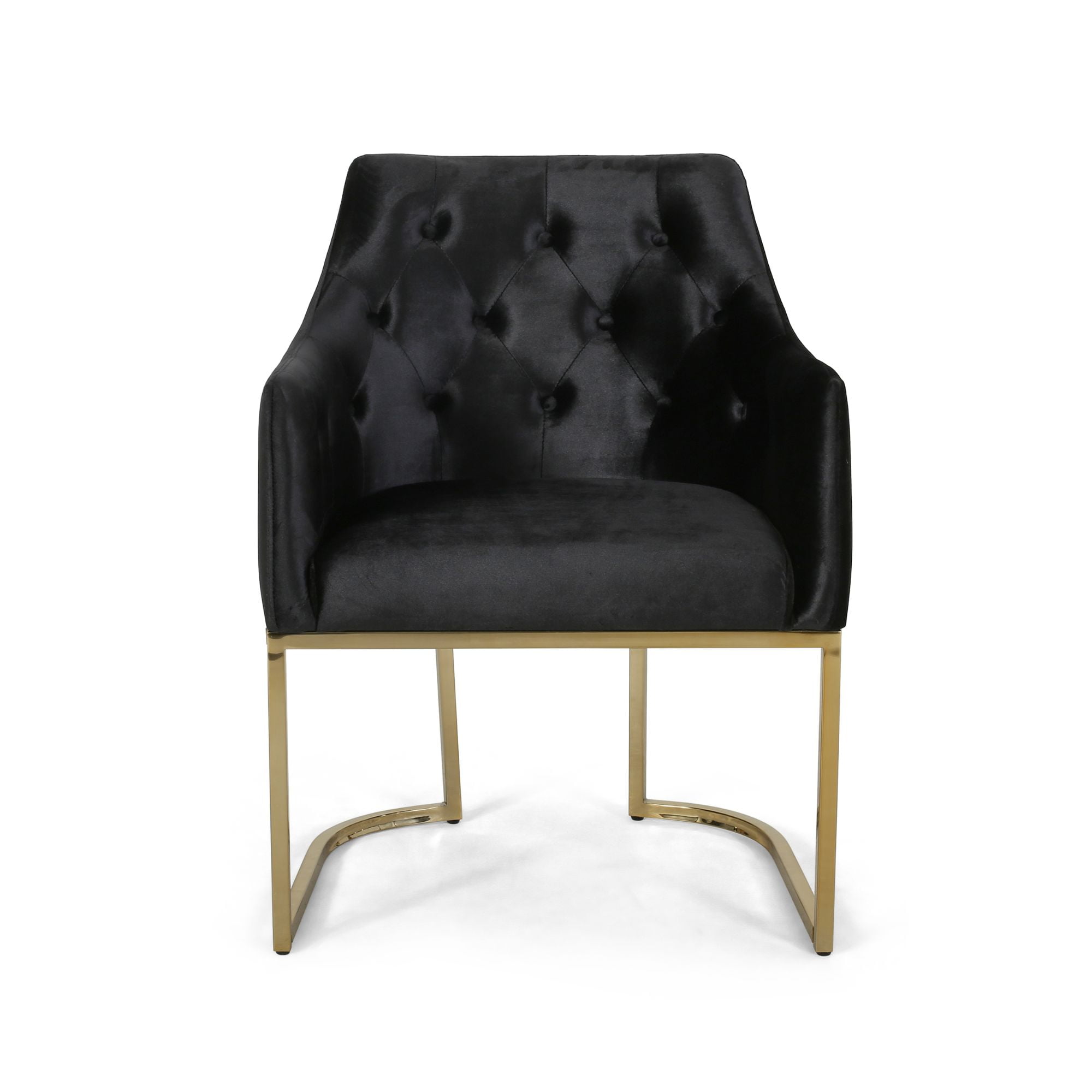 34" Black and Gold Tufted Contemporary Accent Chair