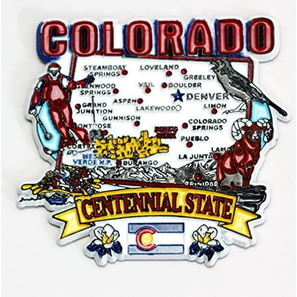 Colorado State Elements Map Fridge Collectible Souvenir
