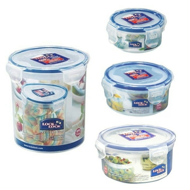 Set De Contenedores Herméticos Redondos Lock & Lock HPL93CIRC 100ml 300ml 600ml 1.4L