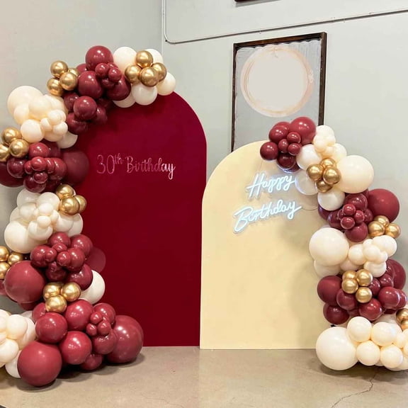 Spandex Fitted Wedding Arch Cover Round Top Stand Cover Backdrop for Wedding Birthday Party Ceremony Decoration (Burgundy)