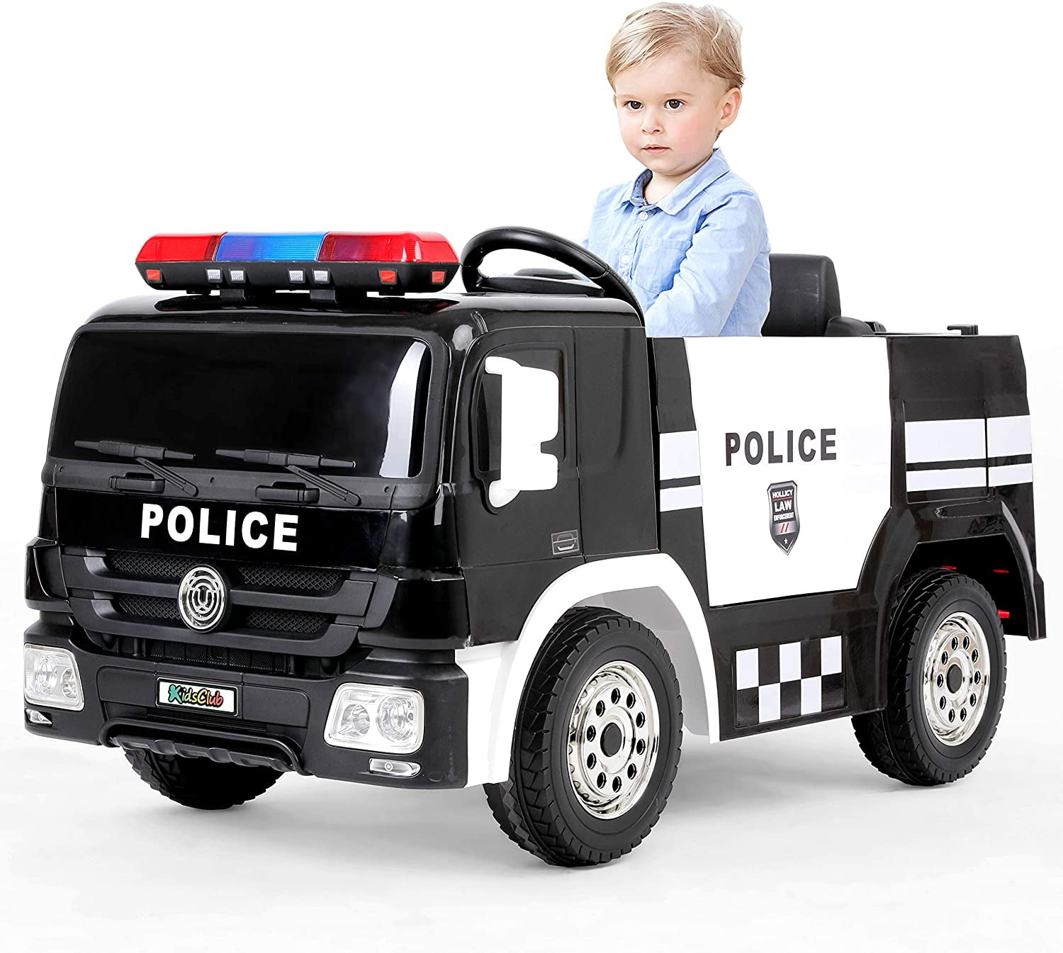 12V Electric Kids Ride On Police SUV Toy Car Remote Control LED & Music & Siren 