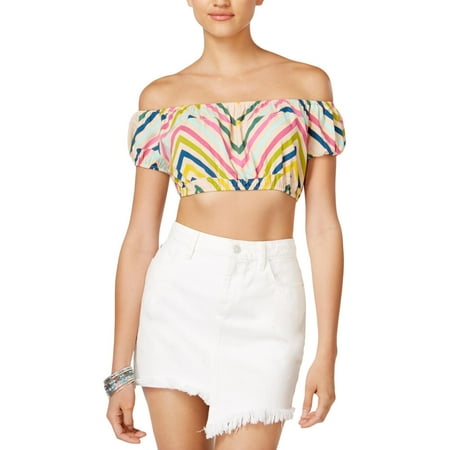 - Guess Womens Printed Striped Crop Top