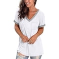 thumbnail image 4 of Njoeus Shirt for Women, Blouses for Women Dressy Casual women's Short Sleeve Shirts Summer Tops Casual V-Neck Tunic Top for Women Loose Fitted Basic T-Shirt Blouses S-XXL, 4 of 9