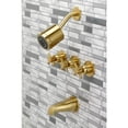 thumbnail image 6 of Kingston Brass KBX8137DX Concord Three-Handle Tub and Shower Faucet, Brushed Brass, 6 of 7