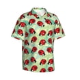 thumbnail image 2 of Daiia Red Ladybugs And Leaf Hawaiian Shirt for Men Gentle Cotton Regular Short Sleeve Casual-Medium, 2 of 9