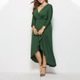 thumbnail image 3 of Awdenio Spring Dresses for Women Plus Size Wedding Guest Maxi Dress Long Sleeve Wrap V Neck High Low Split Ruffle Cocktail Dress,Size XL, 3 of 5