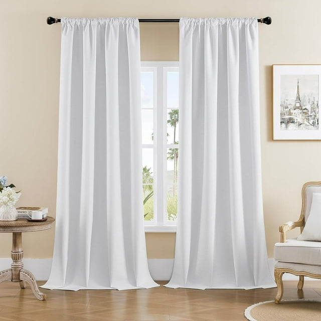 Cortinas Joydeco de Lino Sintético 132x305 cm Blancas Opacas