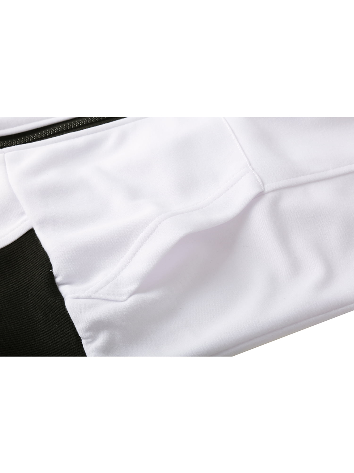 Unique Bargains Men's Sleeveless Zip Up Drawstring Hooded Vest 50 White