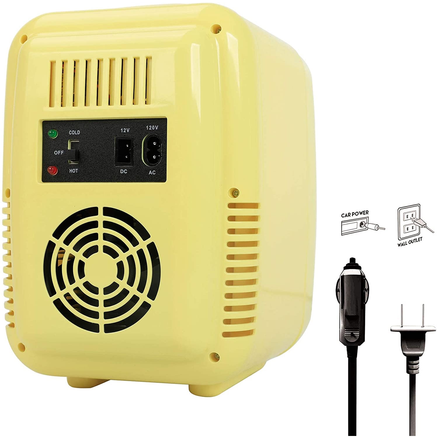 Caynel Portable Thermoelectric 4 Liter Mini Fridge, Yellow