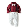 thumbnail image 2 of Esaierr Kids Toddler Boys Dress Suit Baby Infant Boys Gentleman Clothes Sets Bow Ties Shirts + Suspenders Pants Outfits Formal Wedding Outfits for 3M-5Y, 2 of 8