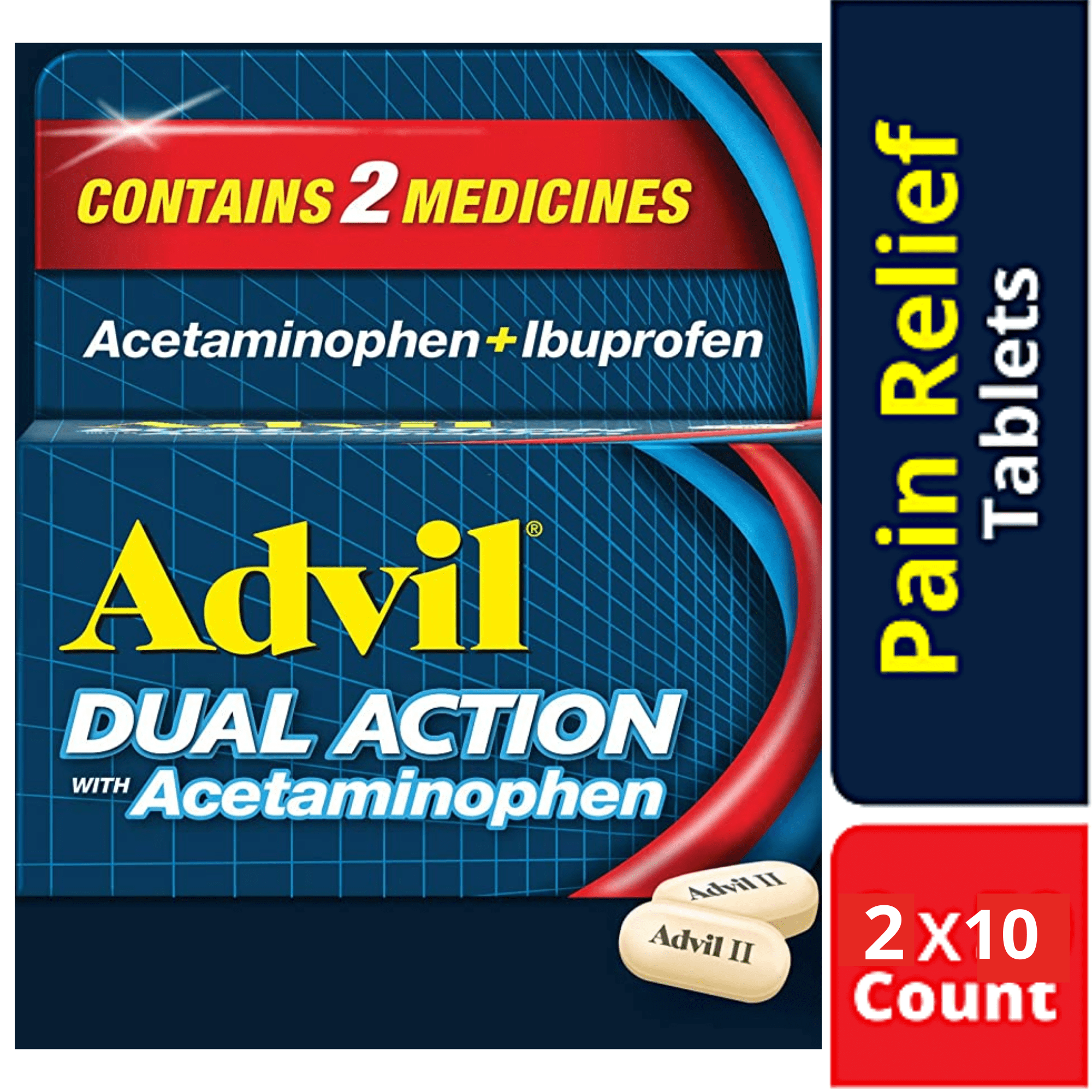 Advil Dual Action Coated Caplets with Acetaminophen, 250 Mg Ibuprofen