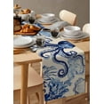 thumbnail image 6 of Navy Blue Octopus Coastal Table Runner 60 Inches, Nautical Summer Beach Rustic Bed Runner Dresser Scarves Tabletop for Indoor Outdoor Parties/Ceremony/Banquet, 13" x 60", 6 of 8