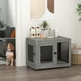 thumbnail image 2 of PawHut Table d'Appoint pour Cage pour Animaux avec Coussin Résistant à l'Eau, Gris à Double Porte, 2 of 10