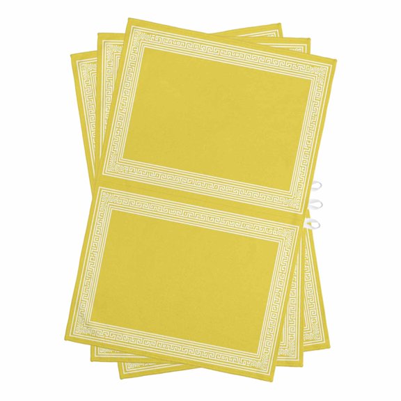 Yellow Greek Key Kitchen Towels Set of 3, Water Absorbent Dish Towel, Geometric Greece Ancient Farmhouse Geo Decorative Hand Towels - Quick Drying Cloth for Cooking Baking, 18x28 Inch