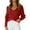 Red, variant on Women's Asymmetrical V-Neck Knit Sweater, Irregular Hem Design Soft Stretchy Pullover Top, Comfortable Breathable Casual Long Sleeve Sweater for Fall Winter Daily Wear and Holiday Parties Beige L