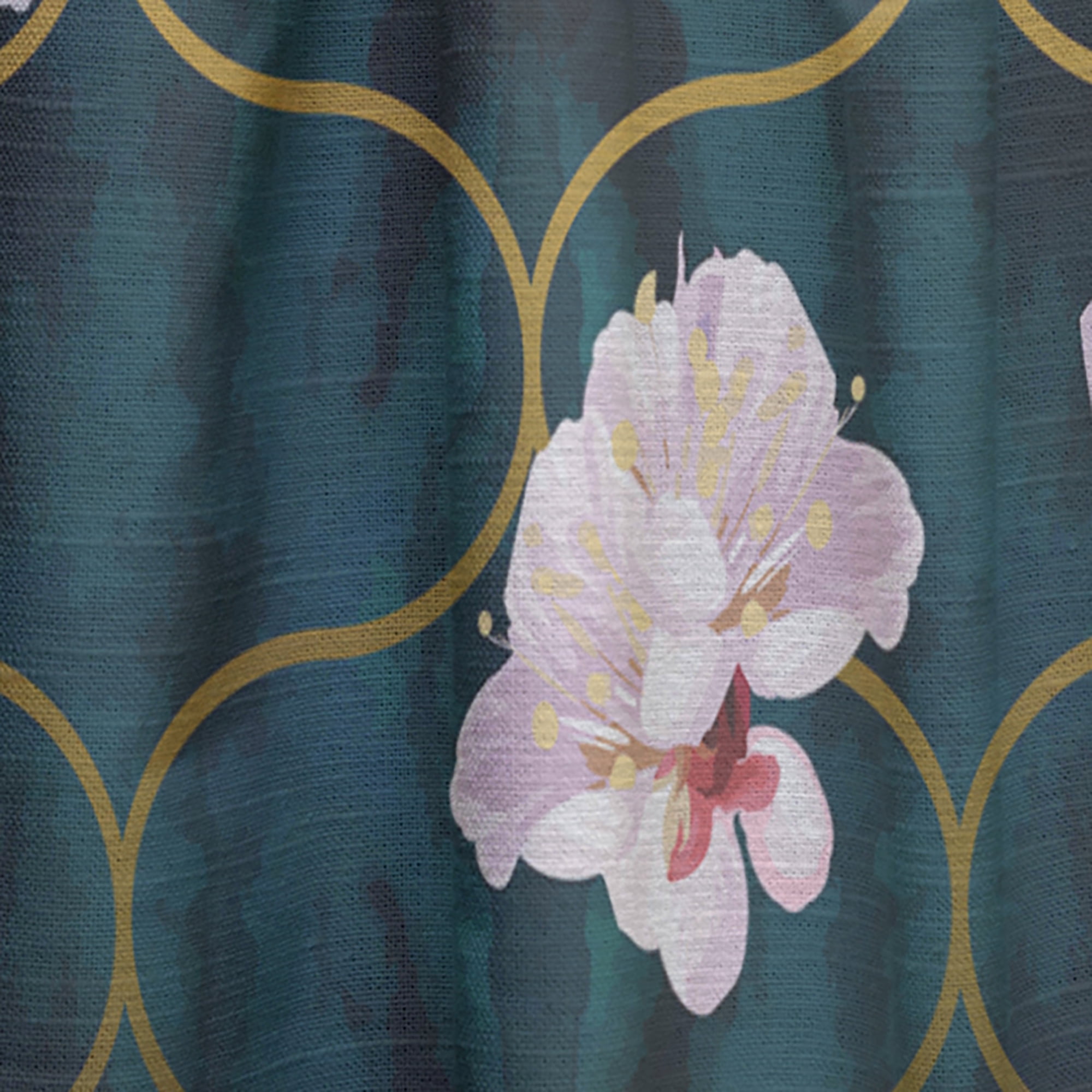 Designart 'Pink Flower Retro Pattern II' Mid-Century Modern Curtain Panel