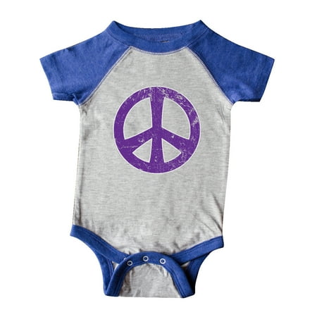

Inktastic Peace Sign Purple Distressed Retro Gift Baby Boy or Baby Girl Bodysuit