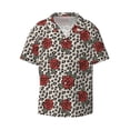 thumbnail image 3 of Goofa Leopard Print Rose Printed Men's Casual Short-sleeved Shirt,Lightweight Breathable Button-down,Summer Casual men's top,Versatile Fashion shirt-4X-Large, 3 of 7