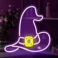 thumbnail image 1 of Halloween Neon Sign, Witch Hat Shaped Halloween Decoration LED Neon Sign Light, Purple Halloween Neon Light with USB Powered for, 1 of 7