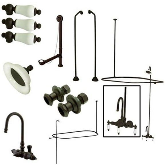 Kingston Brass  Vintage Wall Mount Gooseneck Clawfoot Tub Faucet Package - Oil Rubbed Bronze
