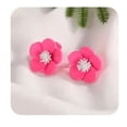 thumbnail image 6 of Classy 3/4" clip on green, white, or pink multi colored flower earrings, 6 of 6