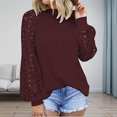 thumbnail image 3 of Women’s Long Sleeve Tops Lace Casual Loose Blouses T Shirts Ladies Elegantes T-shirts Business Casual Tops for Works, 3 of 5
