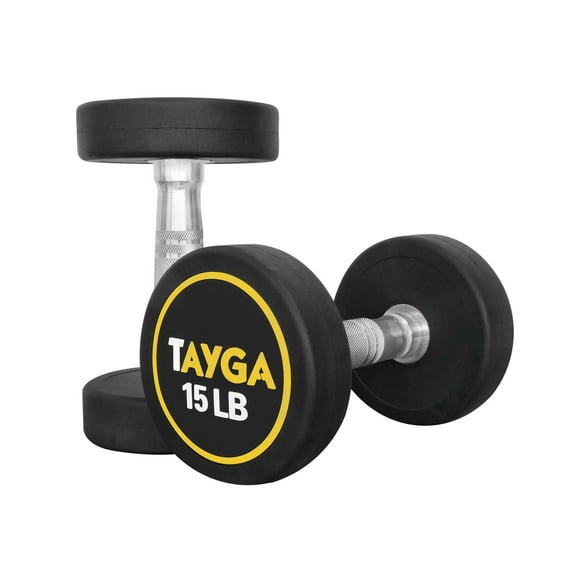 Par de Mancuernas Redondas de Acero y Caucho Tayga 15LB.