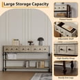 thumbnail image 3 of EastVita 52in Console Table Entryway Table with 3 Storage Drawers 3 Tier Industrial Metal Sofa Table Behind CouchTable Hallway Table for Entry Living Room-Grey, 3 of 8