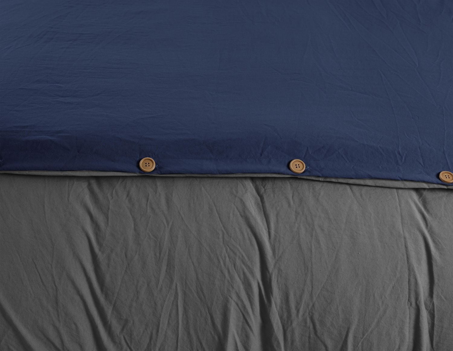 Ensemble de housse de couette réversible en tissu froissé naturel ultra doux - Fermeture à boutons élégante