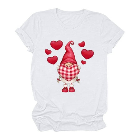 

Long Sleeve Shirts for Women Long Sleeve Crop Top Ladies Valentine s Day Love Print Leisure Short Sleeve Crewneck Tops T-shirt Going Out Tops Square Neck Tops for Women Clearance White S