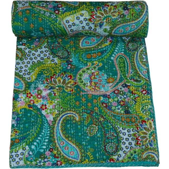 ColorFull House Couverture Indienne en Coton Imprimé Paisley Fait Main, Drap, Couvre-Lit, Jeté (Double 90 Pouces x 108 Pouces)