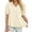 Beige, variant on Short Sleeved Women V-neck Button Down Ruffle Blouse