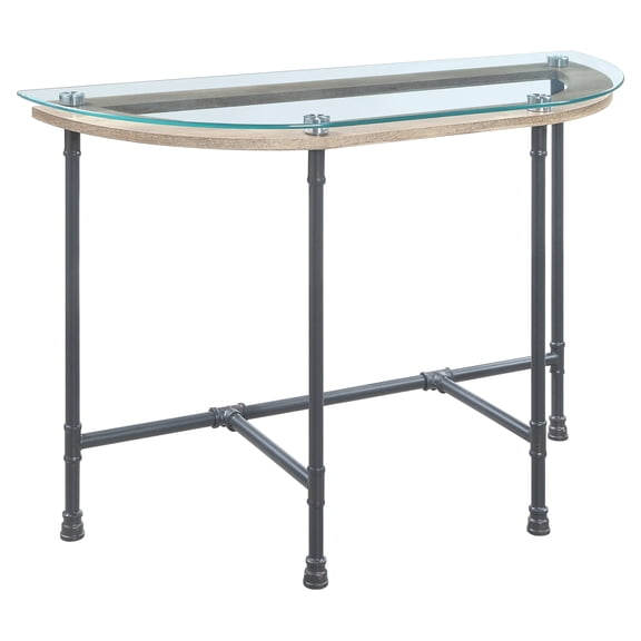 ACME Brantley Sofa Table in Clear and Sandy Gray