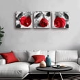 thumbnail image 4 of Red Rose Canvas Wall Art for Bedroom Decor,Red and Black Wall Decor Floral Artwork Flower Painting Picture for Bathroom Wall Decoration 3 Panels Ready to Hang 12"x12", 4 of 6
