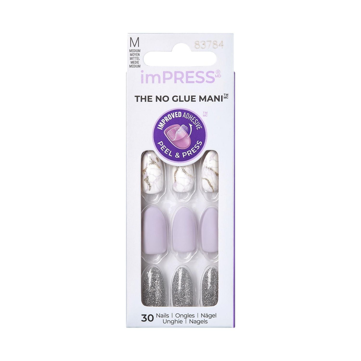 KISS ImPRESS Press-On - Fake Nails, 30 Count, Medium, Press-ons.