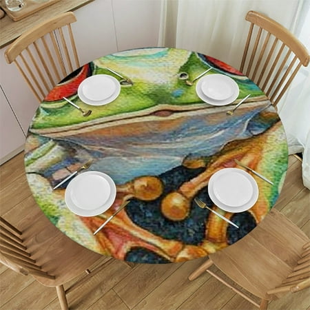 

SHERONV Frog Branch Flower Round Tablecloth Stain-Resistant Washable Polyester for Indoor & Outdoor Use Perfect for Weddings Parties Home Dining and Banquet Tables 31 -35