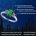 thumbnail image 2 of Gem Stone King 925 Sterling Silver Ring Oval Nano Emerald and Pink Moissanite (1.21 Cttw), 2 of 6